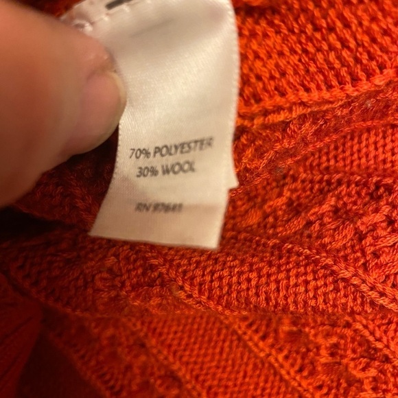 J. Jill Wool Blend Size Medium Orange Cable Knit Grandma Sweater / Tunic Pumpkin - Picture 8 of 8